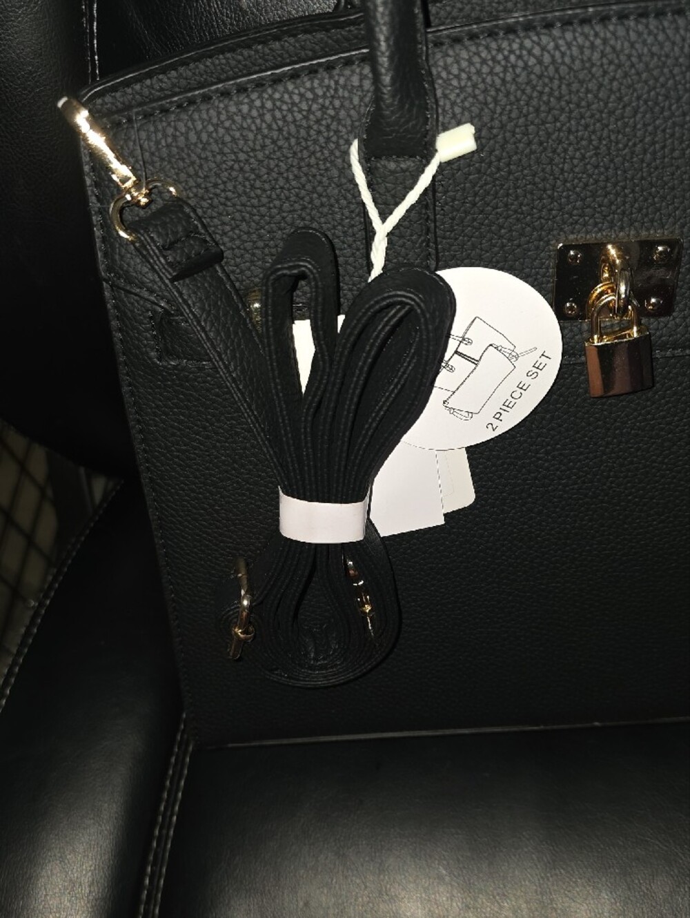 Nwt RISOTTO Classic Structured Tote Handbag in Black with Gold Hardware - Picture 7 of 10